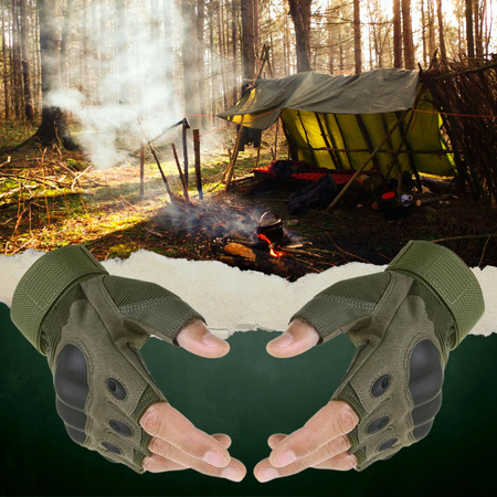 Rękawice Taktyczne Ochronne Usztywniane Ochrona kostek Bez palców rozmiar L