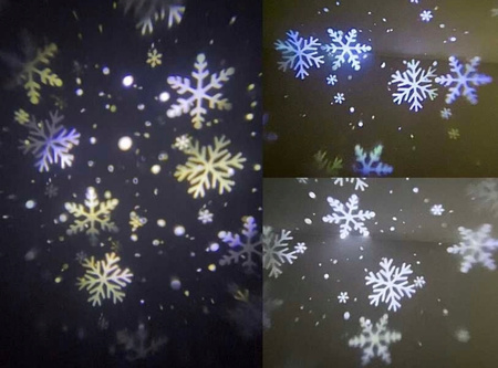 PRJEKTOR ŚWIĄTECZNY RZUTNIK LASEROWY LED NA DOM ŚNIEŻYNKI RGB WZORY