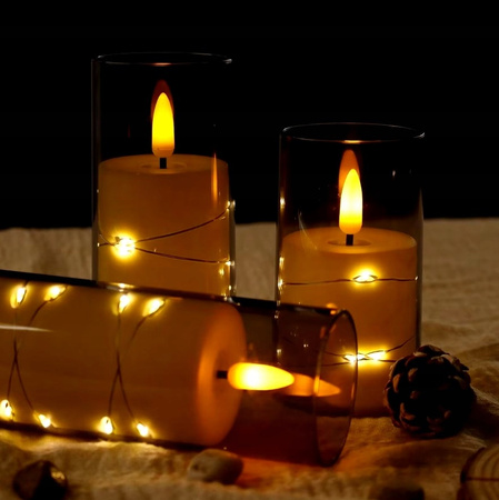 ŚWIECA LED DEKORACYJNA EFEKT PŁOMIENIA ŚWIECZKA WKŁAD BATERIE 12,5cm 18LED