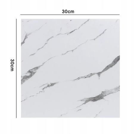 PŁYTKI SAMOPRZYLEPNE PANEL BIAŁY MARMUR PCV LAMINAT POŁYSK ZESTAW 10x 0,9m2