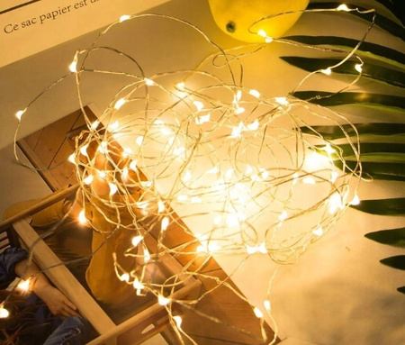 LAMPKI DRUCIKI 50 LED na baterie kolorowe drucik GIRLANDA NA STROIK RGB 5M