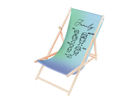 Leżak Drewniany premium RODZINA BEŻOWE TŁO PERSONALIZACJA