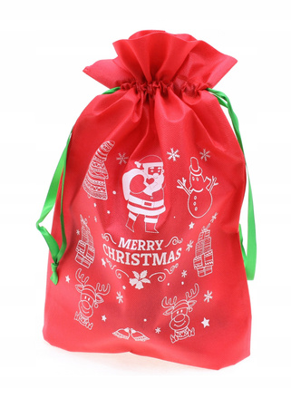 WOREK NA PREZENTY ŚWIĄTECZNY TORBA PREZENTOWA CZERWONY 35 cm na 25 cm
