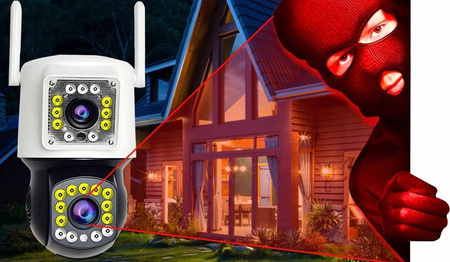 PODWÓJNA KAMERA WIFI IP SMART ZEWNĘTRZNA OBROTOWA 4K 8MPX DETEKCJA ALARM