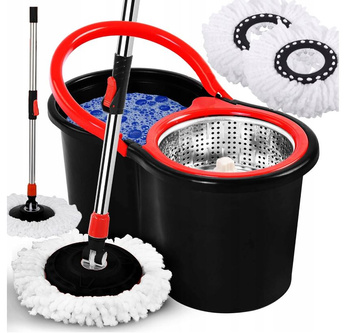 MOP ROTACYJNY obrotowy 360 SPIN TURBO 3w1 NAKŁADKI 2 sztuki płaski WIADREM