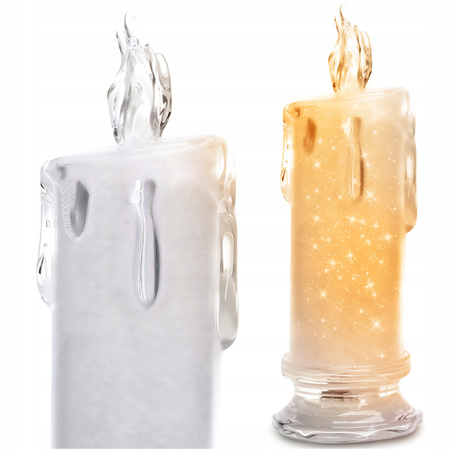 ŚWIECA LED WKŁAD DO ZNICZY ŚWIECZKA NA BATERIE 18CM CIEPŁY BROKATOWA