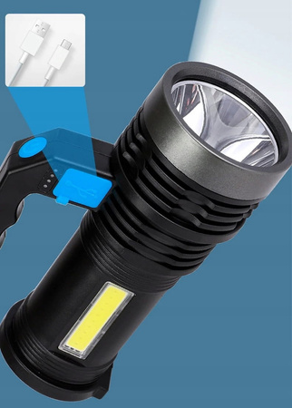 MOCNA LATARKA WIELOFUNKCYJNA 5x LED T6 WOJSKOWA 05