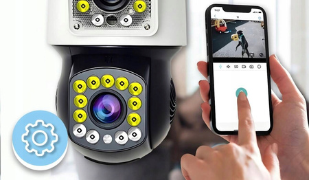 PODWÓJNA KAMERA WIFI IP SMART ZEWNĘTRZNA OBROTOWA 4K 8MPX DETEKCJA ALARM