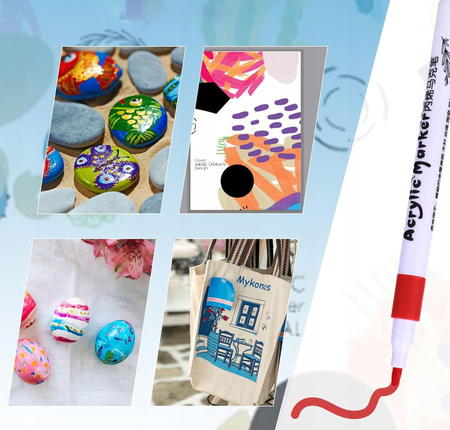 MARKERY AKRYLOWE PISAKI MAZAKI FLAMASTRY 24 DO RÓŻNYCH POWERZCHNI