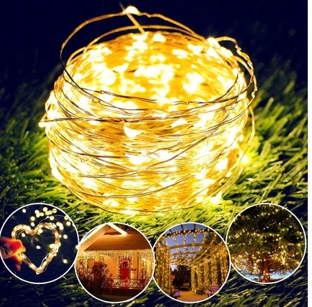 LAMPKI DRUCIKI 50 LED na baterie kolorowe drucik GIRLANDA NA STROIK RGB 5M