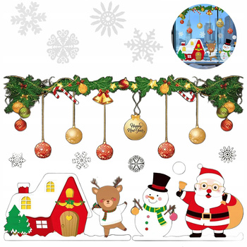 NAKLEJKI ŚWIĄTECZNE OZDOBY NA SZYBĘ OKNO MIKOŁAJ ŚWIĘTA 2 KOMPLETY DEKORACJ