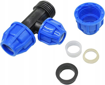 TRÓJNIK Skręcany PE fi 25 do Rury Wąż Złączka do połaczenia Rur Super Mocna