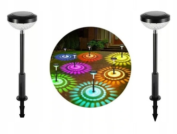 LAMPKA OGRODOWA SOLARNA WBIJANA LED MOZAIKA RGB LAMPA DEKORACYJNA 2 SZTUKI