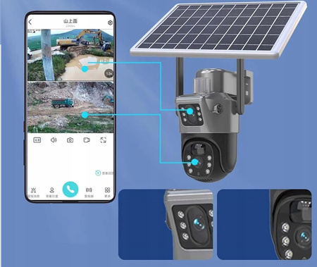 KAMERA obrotowa zewnętrzna solarna gsm 4G lte sim 2 OBIEKTYWY VISION 8MP 4K