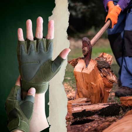 Rękawice Taktyczne Ochronne Usztywniane Ochrona kostek Bez palców r. XL