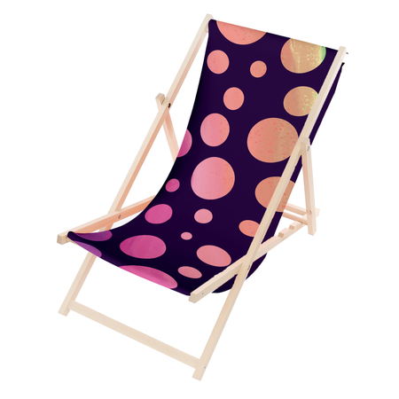 Leżak Drewniany ogrodowy plażowy premium RÓŻOWE BĄBELKI