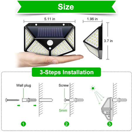 LAMPA SOLARNA Z CZUJNIKIEM RUCHU ZMIERZCHU 100 LED 2989