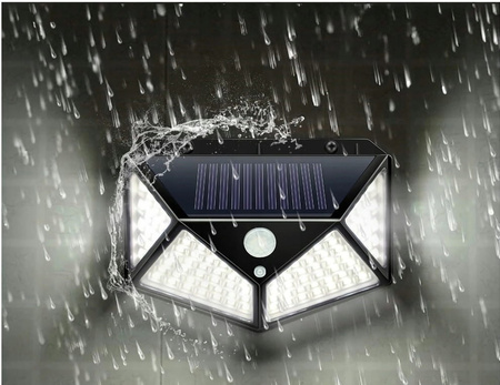 LAMPA SOLARNA Z CZUJNIKIEM RUCHU ZMIERZCHU 100 LED OGRODOWA NAŚCIENNA