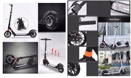 HULAJNOGA DUŻE KOŁA DOROSŁYCH SCOOTER 20CM TARCZOWY HAMULEC AMORTYZATORY