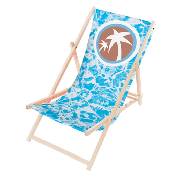 Leżak Drewniany ogrodowy plażowy premium PALMY I WODA