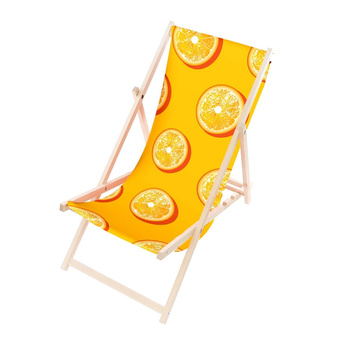 Leżak Drewniany ogrodowy plażowy premium POMARAŃCZE