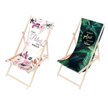 Leżak Drewniany ogrodowy plażowy premium MAMA, TATA