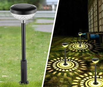 LAMPKA OGRODOWA SOLARNA WBIJANA LED MOZAIKA WARM LAMPA DEKORACYJNA 2 SZTUKI