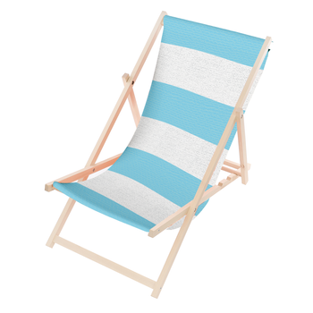 Leżak Drewniany ogrodowy plażowy premium BIAŁO-NIEBIESKIE PASY