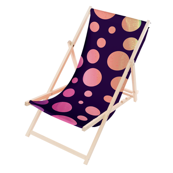 Leżak Drewniany ogrodowy plażowy premium RÓŻOWE BĄBELKI